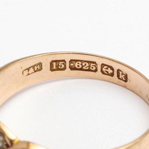 Gold Ruby and Seed Pearl Ring 7