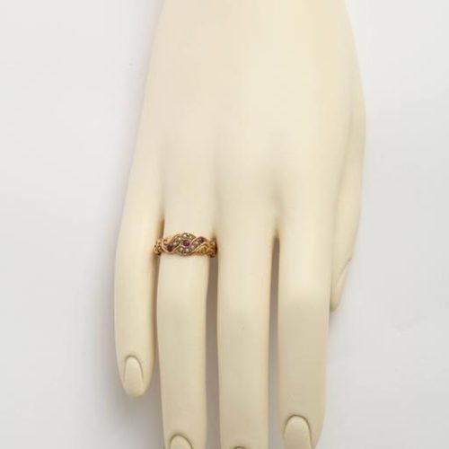 Gold Ruby and Seed Pearl Ring 8