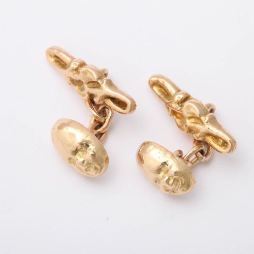 Gold Tragedy and Comedy Cufflinks, 19th century