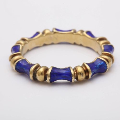 Enamel Gold bamboo motif Eternity Ring