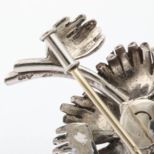 1950s French Diamond Gold Flower Pin, Paris