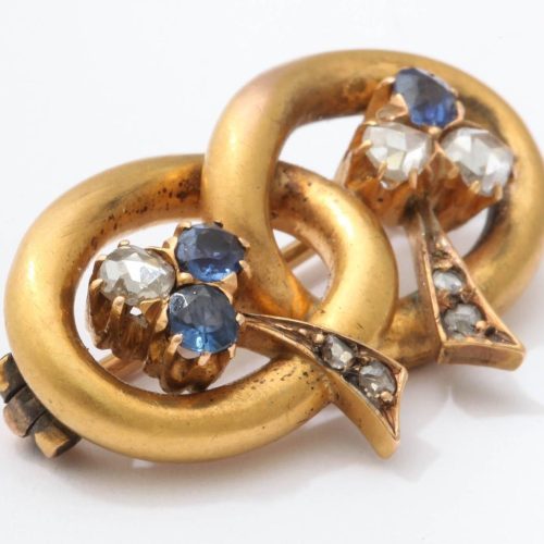 Vladimir Soloviev Russian Sapphire Diamond Gold Pin, circa 1900