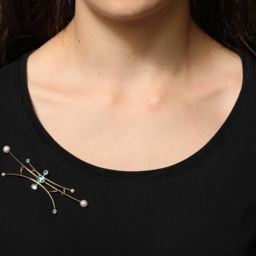 Maurice Brault Pearl Gold Brooch