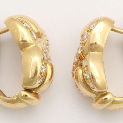 French Louis Feraud Diamond Gold Earrings