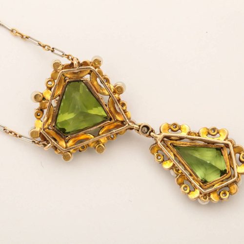 Edwardian Peridot & White Enamel Necklace, circa 1910