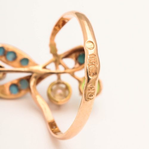 Russian Art Nouveau Gem Set Gold Floral Ring