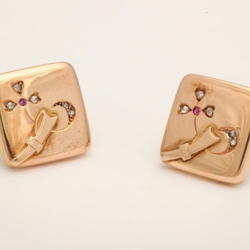 Russian Gold & Diamond Cufflinks, 1880s