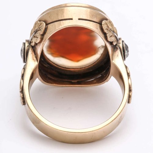 Large Gold and Carved Cameo Zeus Ring, circa 1870