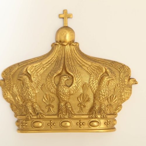 French Gilded Bronze Empress Eugenie Crown Wall Mount, 19th Century