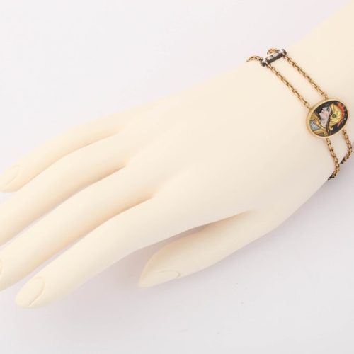 19th Century Enamel Diamond Gold Bracelet