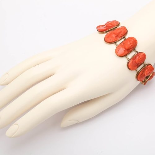 Carved Coral Link Bracelet, 19th Century