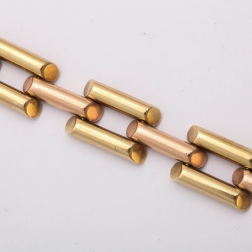 Retro Two Color Gold Link Bracelet, 1950s