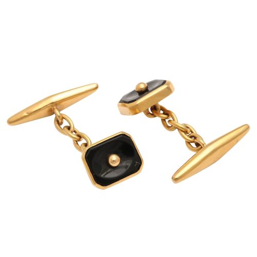 Pair of Portuguese Onyx Gold Cufflinks