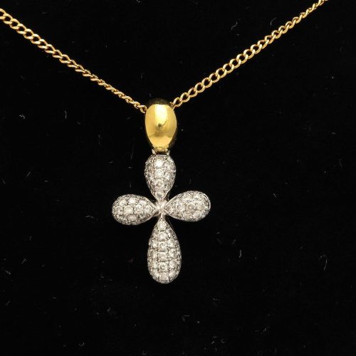 Diamond Gold Cross Pendant on Chain