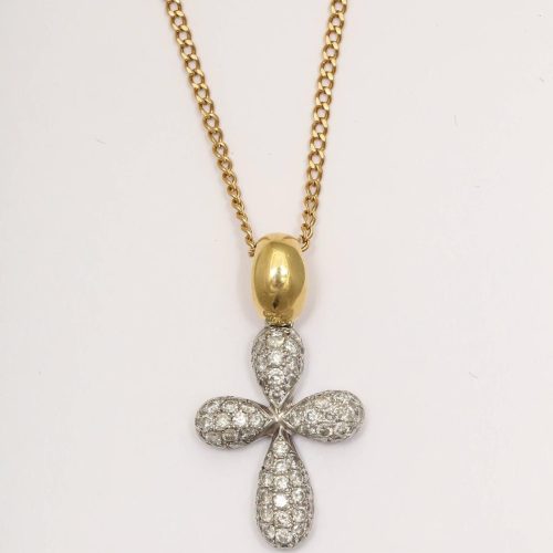 Diamond Gold Cross Pendant on Chain