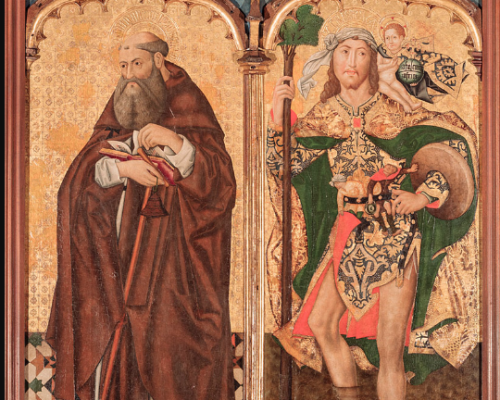 Juan Sánchez de Castro, San Antonio Abad y San Cristóbal, fines del siglo XV. Museo de Bellas Artes de Sevilla, Foto-Pepe Morón