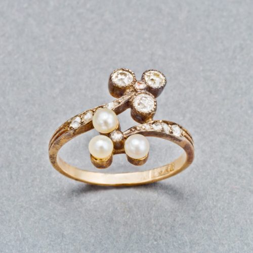 English Pearl and Diamond Ring