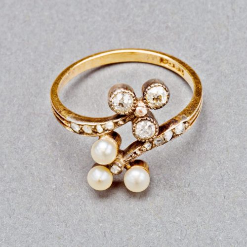 English Pearl and Diamond Ring