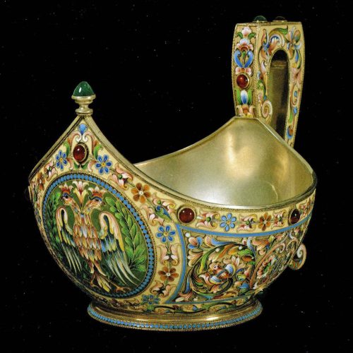 Siver Gilt and Enamel Kovsh